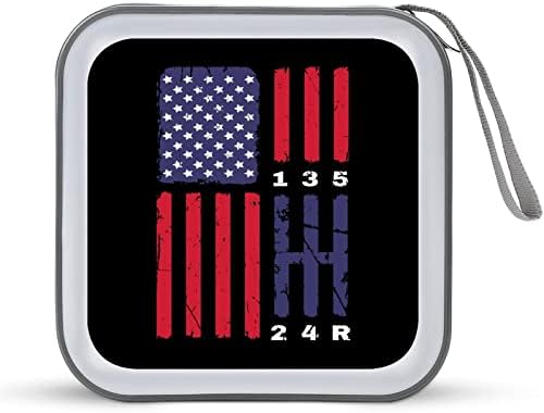 Drag Race Car Racing Amerikai Zászló 40 Kapacitású CD-tok Hordozható DVD Tárca Birtokosa Lemez Gyűjtemény Esetében Autó,
