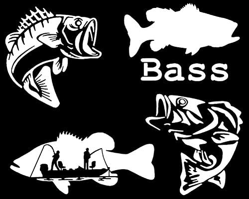 Basszus Halászati Matrica 4 Csomag: Bass Ugrás, Nagy A Szája Basszus, Basszus Halászati Csónak, Részletes Ugrás Bass