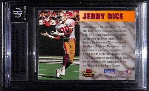 NEM Jerry Rice RB - 1993 Stadion Futball Club Kártya (Csillag) Osztályozott lenne beégés Auto - Dedikált Focilabda
