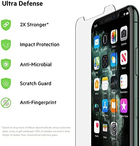 Belkin InvisiGlass Ultra képernyővédő fólia Apple iPhone 11 Pro w/Antibiotikumokkal Kezelt, ioncserélő Erősödött & Tartalmazza