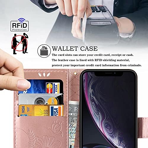 kazineer Bőr Pénztárca Fedél Telefon tok iPhone XR, a RFID-Blokkoló Kártya Tartóját Slot (Rose Gold)