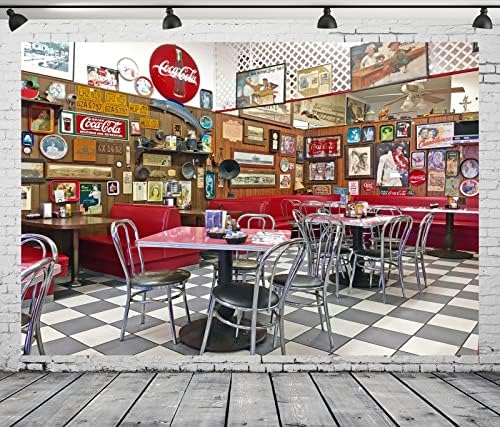 Loccor Szövet 15x10ft 50-es évek Retro Étterem Hátteret, cukrászda Étkezés Ideje 1950-es évek Klasszikus gyorsétterem