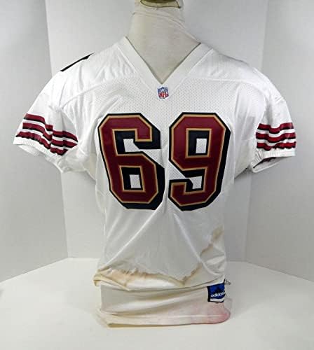 San Francisco 49ers Phil Ostrowski 69 Játék Kiadott Fehér Jersey DP30224 - Aláíratlan NFL Játék Használt Mezek