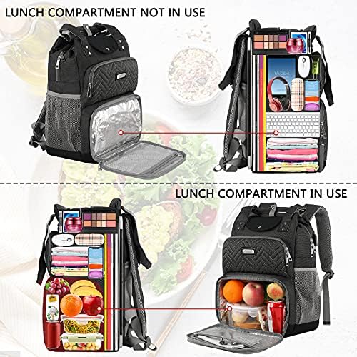Mogplof Ebéd Hátizsák, Hátizsák Ebéd Bag Nők, 15.6 Inch Ételhordó Hátizsák, USB, RFID Zsebbel, vízálló Hátizsák, Ebéd