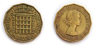Érme gyűjtők Terjeszteni Brit 1955 Threepenny Bit / Három Penny 3p Érme / Nagy-Britannia