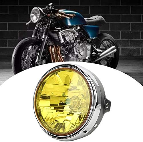 Motorkerékpár Fényszóró, Fém + Üveg Motorkerékpár Retro Fényszóró Első Lámpa Alkalmas Honda CB400/Darázs 250/VTEC (Sárga