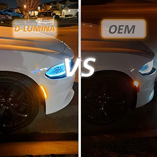 D-Lumina LED Elülső Oldalsó Helyzetjelző Lámpák Amber Oldalon Fény Kettős LED Füstölt Lencse Dodge Charger 2015-2022,