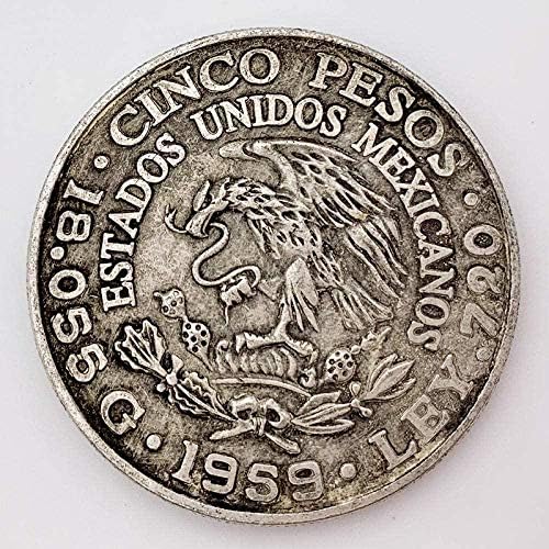 chenchen 1959 Mexikói Emlékérme 5 peso Ezüst Dollár Külföldi Ezüst Érme Ezüst Dollár Ősi Érme Gyűjtemény Haza, Szoba,