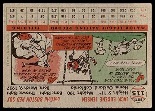 1956 Topps 115 GRY Jackie Jensen, a Boston Red Sox (Baseball Kártya) (Szürke Vissza) VG/EX Red Sox