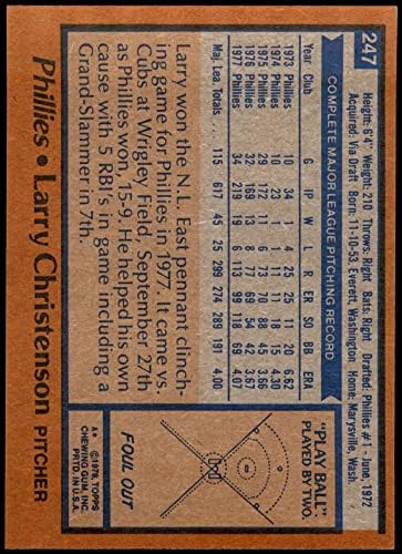 1978 Topps 247 Larry Christenson Philadelphia Phillies (Baseball Kártya) NM Phillies