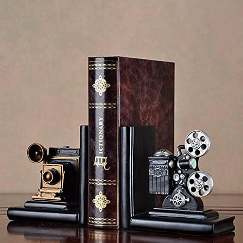 TJLSS Retro Fényképezőgép Bookend Film Film Projektor Fekete Ezüst Gyűjtői Projekt Kreatív Könyvespolc Vintage Ékszerek