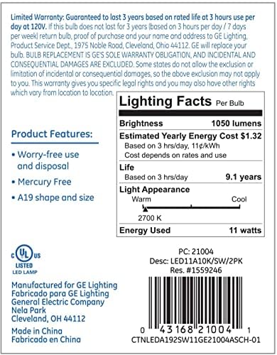 A GE (8 Izzók) 21004 Puha, Fehér LED-75 watt Egyenértékű 19 LED Izzó