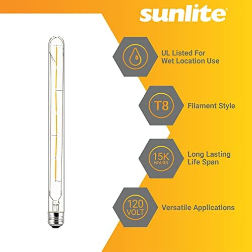 Sunlite 80490 LED Végtelen T8 Cső alakú Izzó, 5 Watt (40W Egyenértékű), 430 Lumen, Közepes E26 Bázis, Szabályozható,
