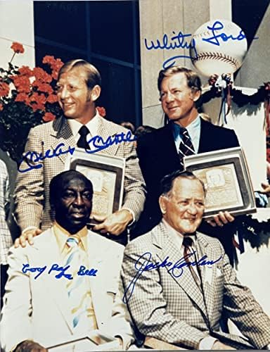 Mickey Mantle Whitey Ford Jocko Conlon & Cool Papa Bell Aláírt 8x10-es Baseball-Fotó (Beckett) - Dedikált MLB Fotók