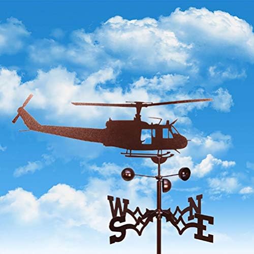 Boxwizard Rozsdamentes Acél Helikopter Weathervane, 50 * 35CM Tartós Retro Kert Tét szélkakas Szakmai Mérési Eszközök