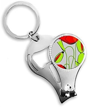 Piros Virágok, Zöld Rügyek Absztrakt Kukorica Köröm Zimankó Gyűrű Kulcstartó Sörnyitó Clipper