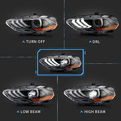 ROXX LED Fényszóró Szerelvény Kompatibilis 2018 2019 2020 2021 2022 2023 Ford Mustang, Teljes LED Projektor DRL Fényszóró