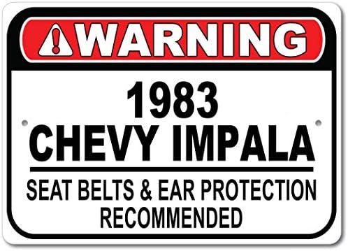 1983-ban a 83-as Chevy Impala biztonsági Öv Ajánlott Gyors Autó Alá, Fém Garázs Tábla, Fali Dekor, GM Autó Jel - 10x14