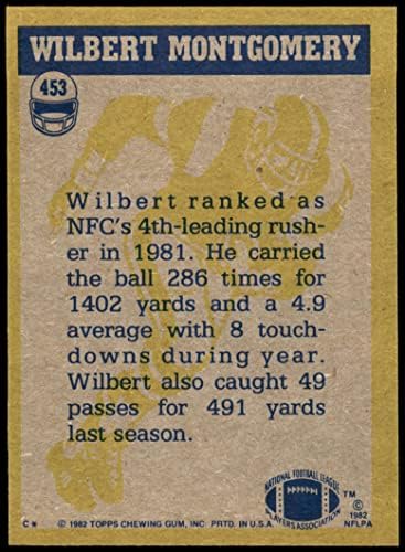 1982 Topps 453 Akció Wilbert Montgomery Philadelphia Eagles (Foci Kártya) NM/MT Sasok Abilene Christian