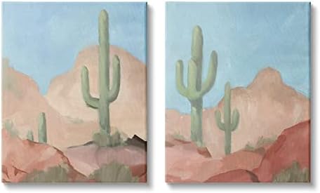 Stupell Iparágak Meleg, Napos Sivatagi Kaktusz Nyugati Táj, Design by Jacob Zöld
