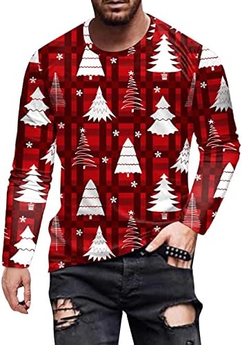 DSODAN Karácsonyi Katona Long Sleeve T-shirt Férfi ruházat, Karácsonyi Rénszarvas Hópehely Nyomtatott Edzés Atlétika