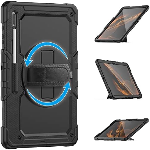 Dteck Samsung Galaxy Tab S8 Ultra 2022 Tabletta 14.6 tok-De-a képernyővédő fólia, Katonai Ütésálló Esetben w/360 Forgó