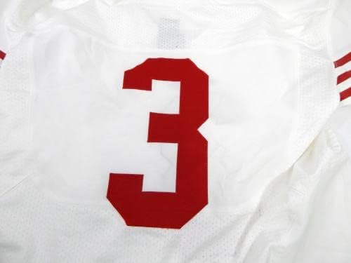 2012-es San Francisco 49ers 3 Játék Kiadott Fehér Jersey 46 27 - Aláíratlan NFL Játék Használt Mezek