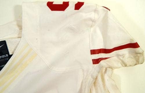 2012-ben a San Francisco 49ers Lesz Tukuafu 92 Játék Használt Fehér Jersey 46 DP28494 - Aláíratlan NFL Játék Használt