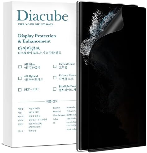 Diacube [2PACK] Galaxy S22 Ultra(6.8) Adatvédelem, Anti-Spy Ujjlenyomat-Kompatibilis képernyővédő fólia, Ragasztó Teljes