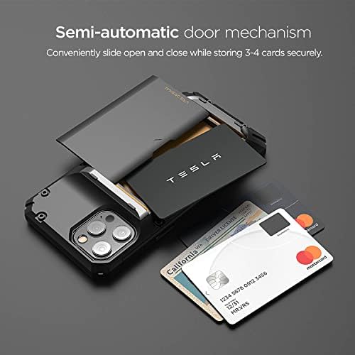VRS DESIGN Damda Glide Pro Kompatibilis iPhone 12 Pro Max Esetében, [4 Kártya] Prémium Erős [Semi Auto] Hitelkártya