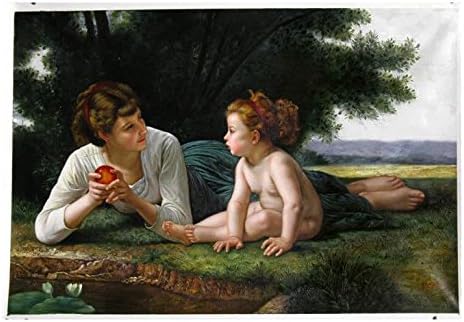 Kísértés - William Bouguereau, kézzel festett olaj festmény reprodukció,Portré, az Anya-Gyermek Fa alatt,Nappali, Nagy
