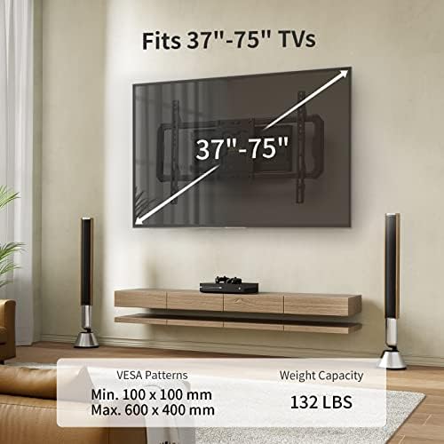 TV Fali tartó Teljes Mozgás a Legtöbb 37-75 hüvelykes OLED QLED 4K Lapos/Hajlított Tv-akár 132LBS Max VESA 600x400mm;mozgatás